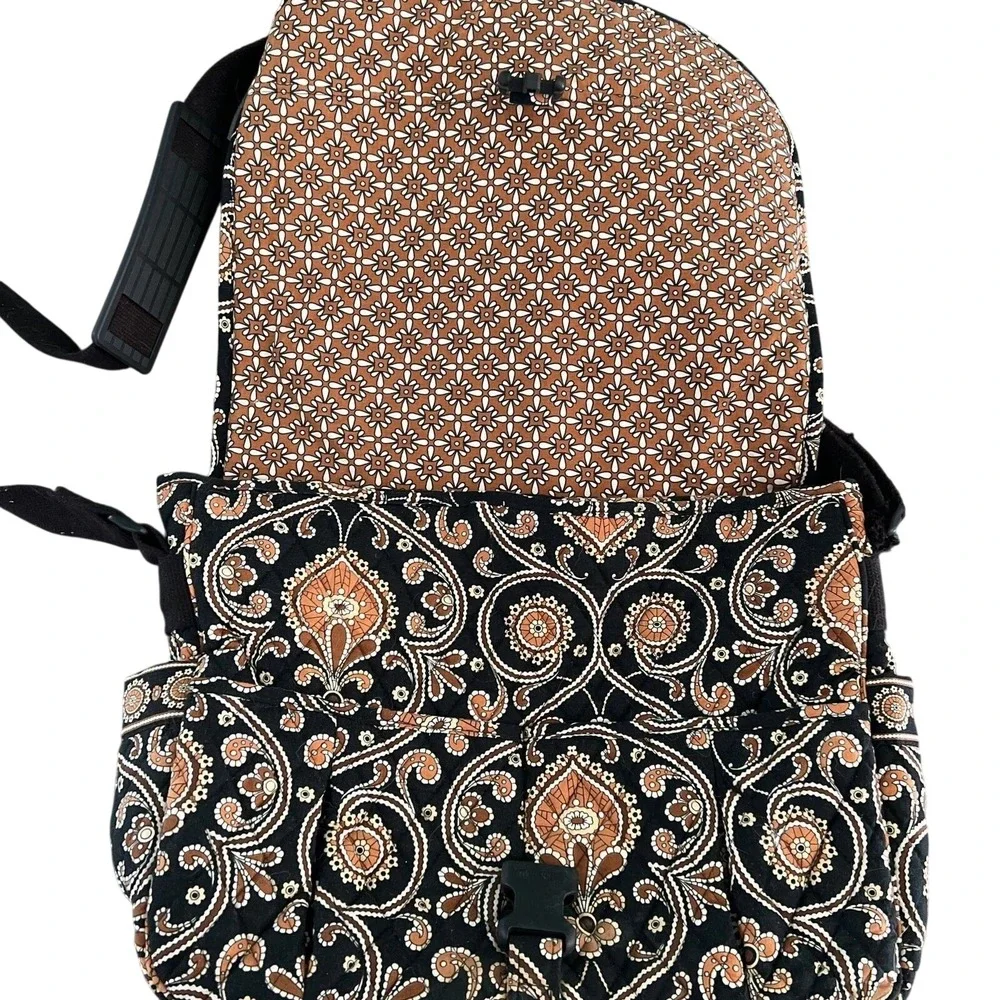 Vera Bradley Messenger Bag Retired Caffe Latte Black Tan Paisley Crossbody